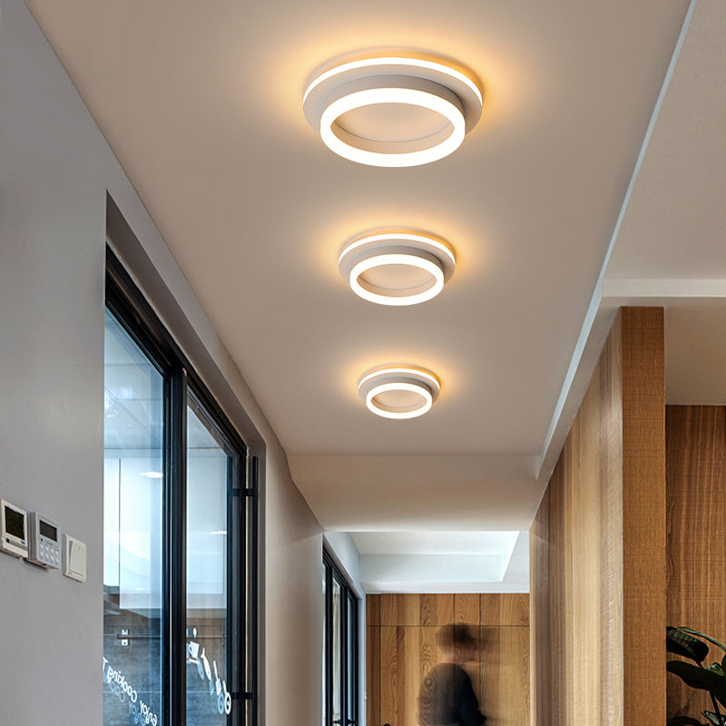 Small Corridor Flush Ceiling Light Fixture Metal Minimalist LED Flush Mount with Acrylic Diffuser