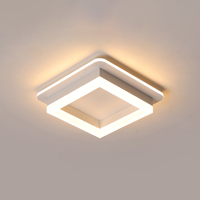 Small Corridor Flush Ceiling Light Fixture Metal Minimalist LED Flush Mount with Acrylic Diffuser