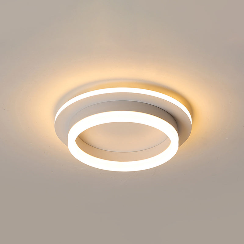 Small Corridor Flush Ceiling Light Fixture Metal Minimalist LED Flush Mount with Acrylic Diffuser