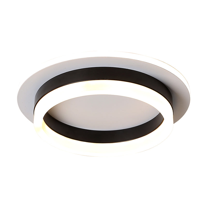 Small Corridor Flush Ceiling Light Fixture Metal Minimalist LED Flush Mount with Acrylic Diffuser