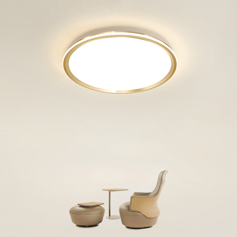 Disc Flush-Mount Light Fixture Simplicity Acrylic Bedroom LED Ceiling Lamp in Gold