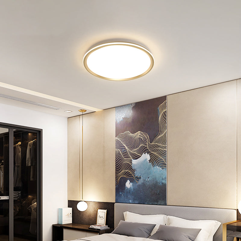 Disc Flush-Mount Light Fixture Simplicity Acrylic Bedroom LED Ceiling Lamp in Gold