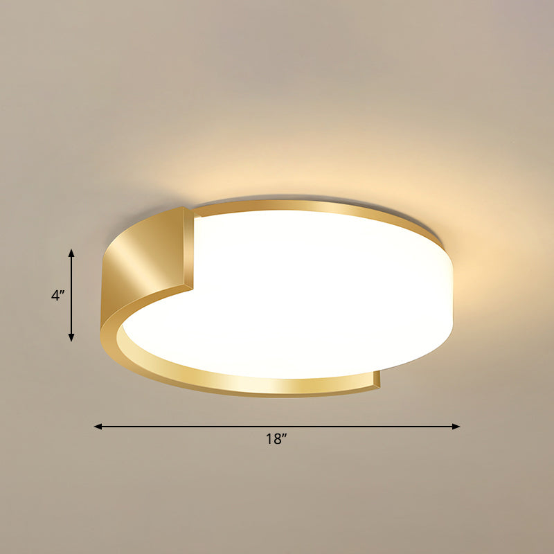 Nordic Flush Mount Verlichting Gold Finish Ronde Plafond Fixture met Acryl Shade