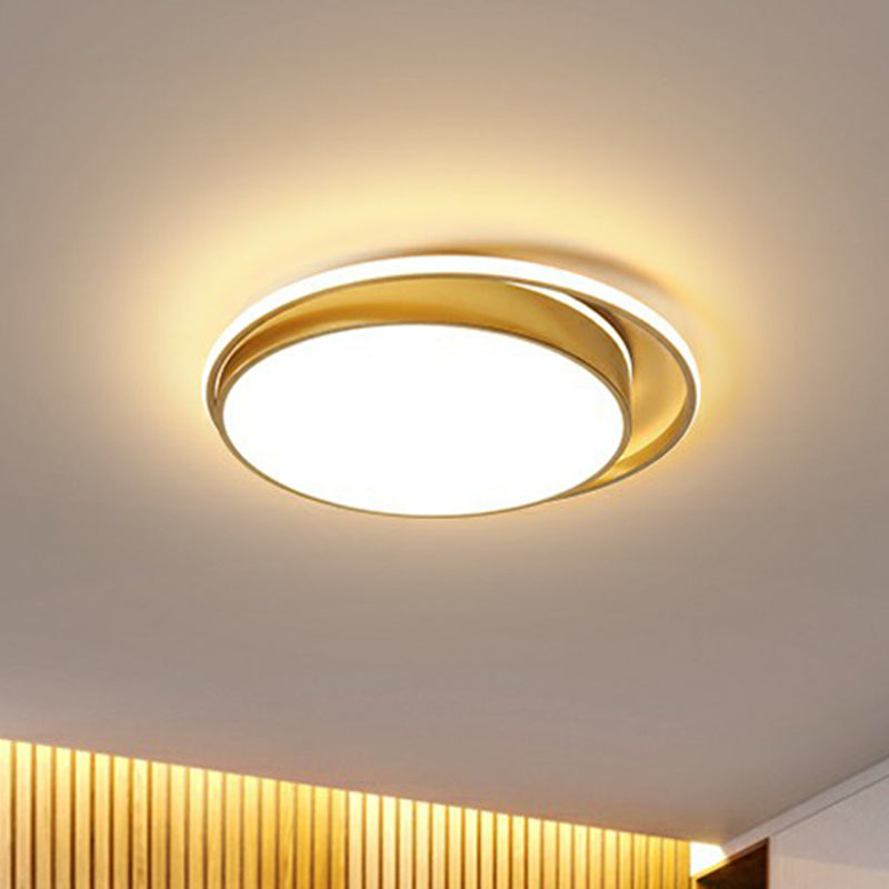 Bedroom LED Ceiling Mounted Light Simple Gold Finish Flushmount with Round Acrylic Shade