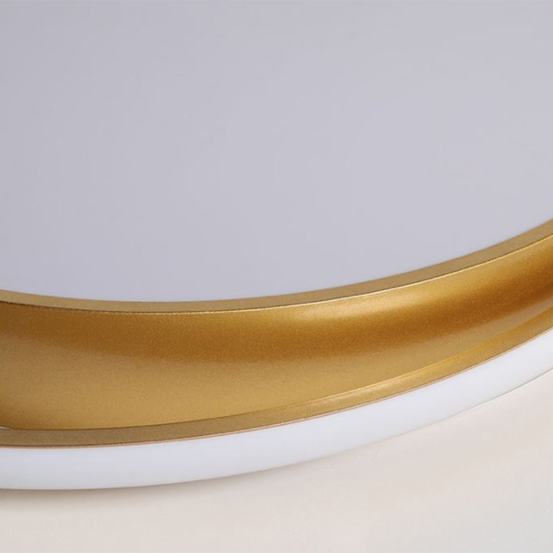 Bedroom LED Ceiling Mounted Light Simple Gold Finish Flushmount with Round Acrylic Shade