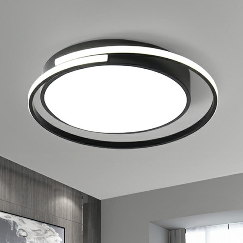 Black Round LED Ceiling Lamp Minimalism Acrylic Flush Mount Light Fixture with Halo Ring