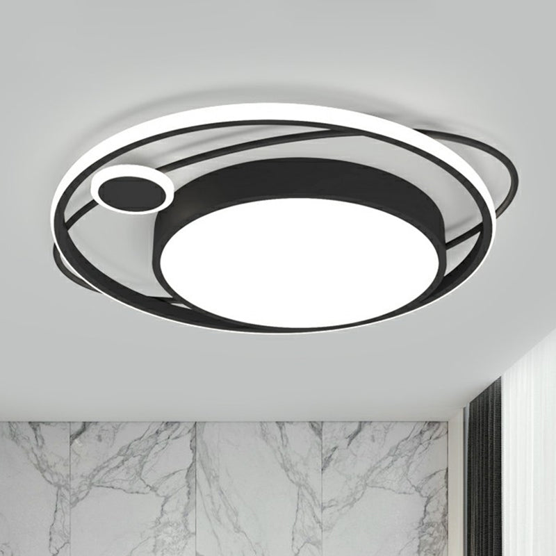 Circle Led Flush Mount Ceiling Fixture Nordic Metal Black Flush Mount Light for Bedroom