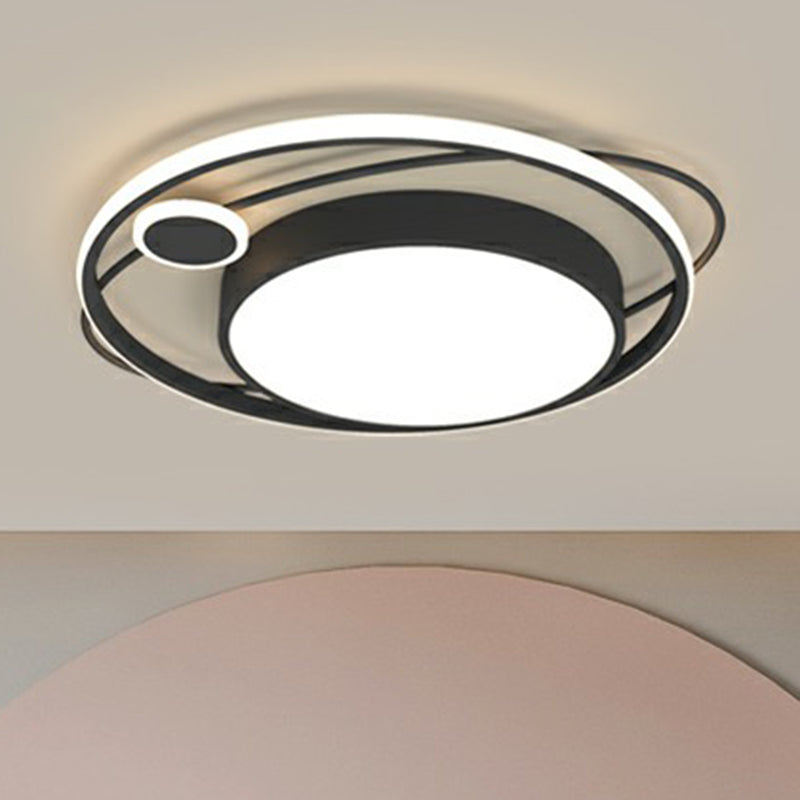 Circle Led Flush Mount Ceiling Fixture Nordic Metal Black Flush Mount Light for Bedroom