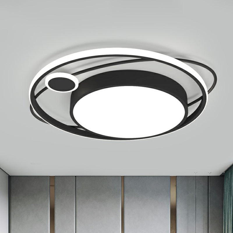 Circle Led Flush Mount Ceiling Fixture Nordic Metal Black Flush Mount Light for Bedroom