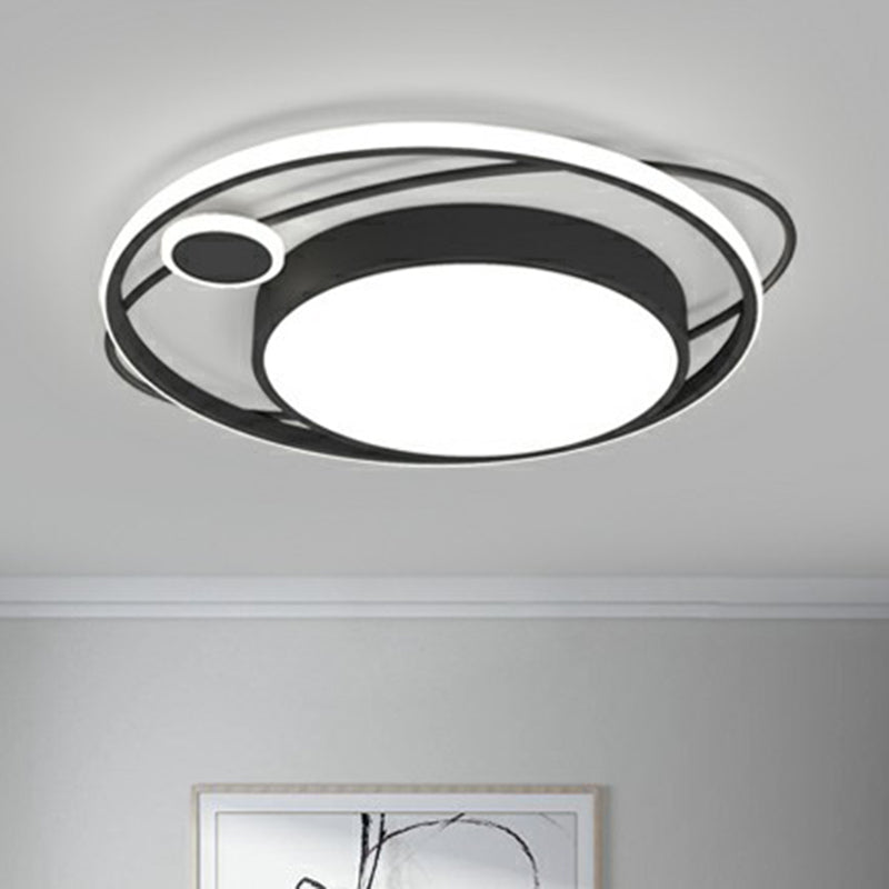 Circle Led Flush Mount Ceiling Fixture Nordic Metal Black Flush Mount Light for Bedroom