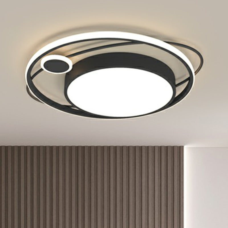 Circle Led Flush Mount Ceiling Fixture Nordic Metal Black Flush Mount Light for Bedroom