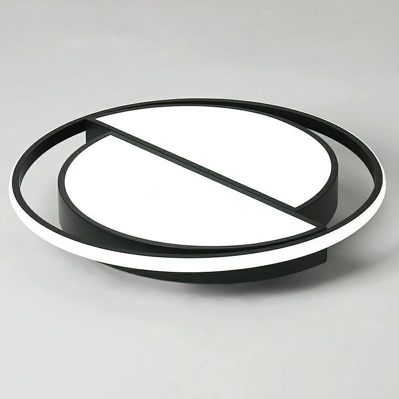 Lámpara de techo empotrada semicircular negra, luz empotrada de acrílico LED minimalista para sala de estar