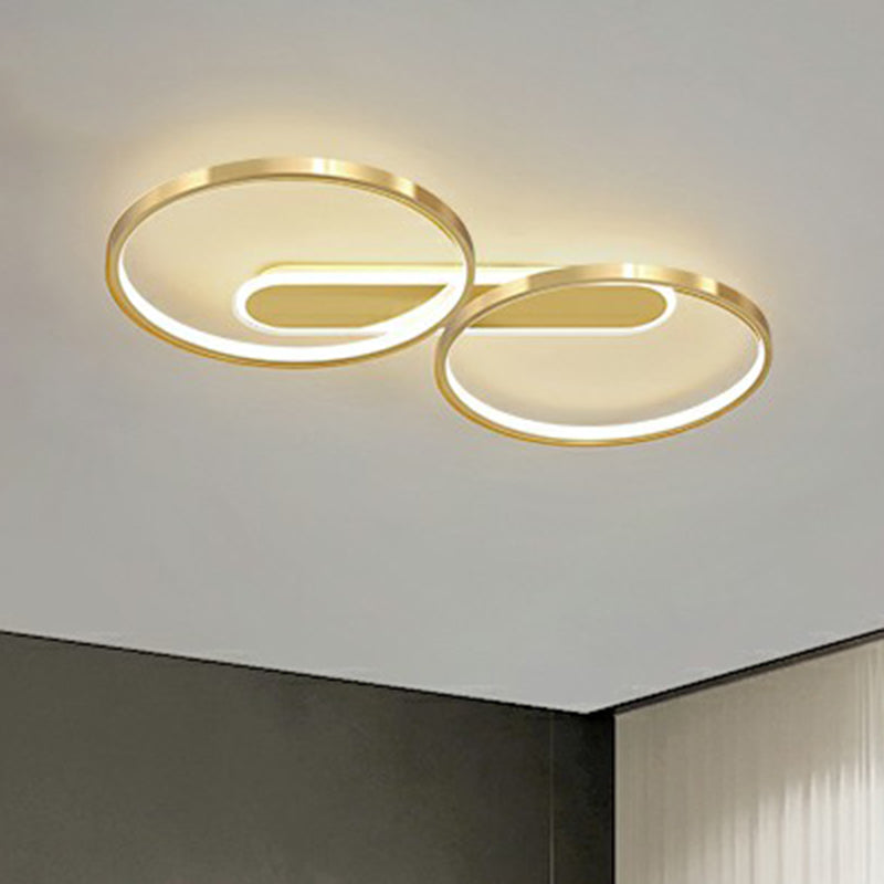 Golden Circle Flush Mount Light Fixture Minimalism LED Metal Ceiling Lamp for Bedroom