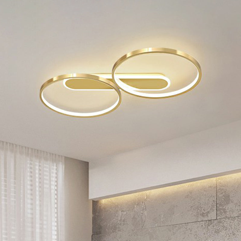 Golden Circle Flush Mount Light Fixture Minimalism LED Metal Ceiling Lamp for Bedroom