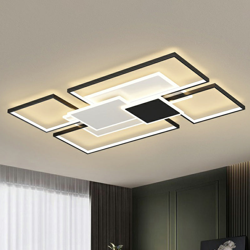 Metal Frame Flush-Mount Light Fixture Minimalism LED Ceiling Lamp for Living Room