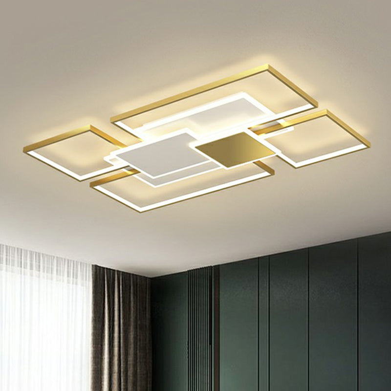 Metal Frame Flush-Mount Light Fixture Minimalism LED Ceiling Lamp for Living Room