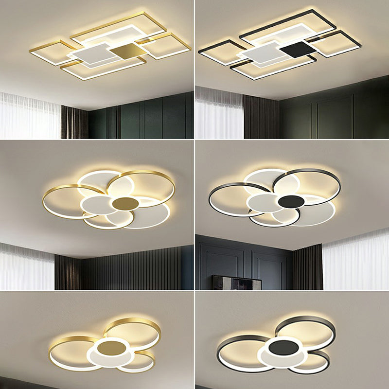 Lampada da soffitto a LED minimalista con montaggio a incasso con struttura in metallo per soggiorno