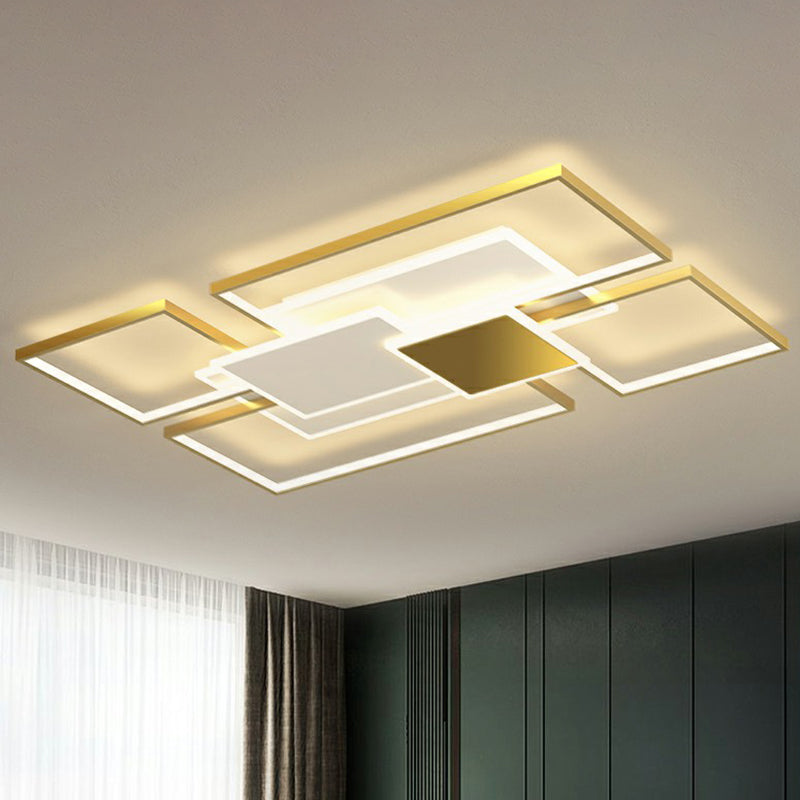 Metal Frame Flush-Mount Light Fixture Minimalism LED Ceiling Lamp for Living Room