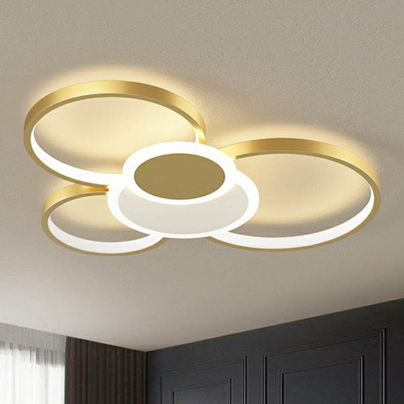 Metal Frame Flush-Mount Light Fixture Minimalism LED Ceiling Lamp for Living Room