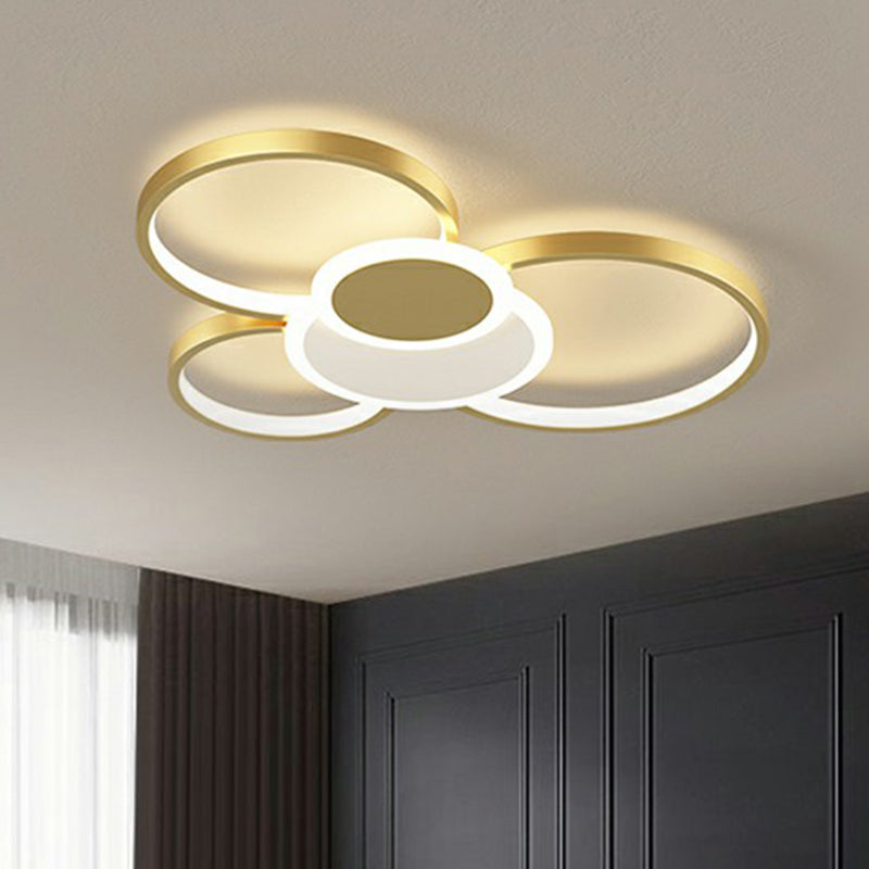 Metal Frame Flush-Mount Light Fixture Minimalism LED Ceiling Lamp for Living Room