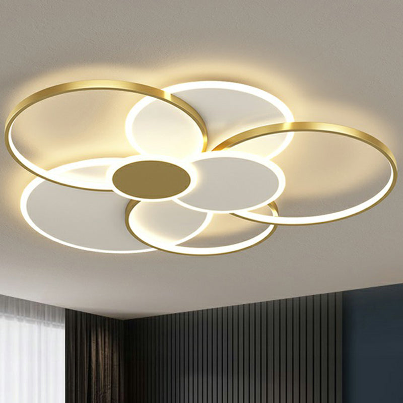Metal Frame Flush-Mount Light Fixture Minimalism LED Ceiling Lamp for Living Room