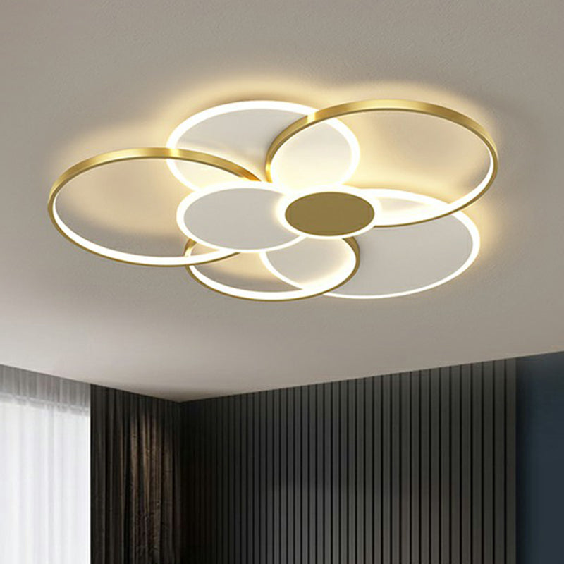 Metal Frame Flush-Mount Light Fixture Minimalism LED Ceiling Lamp for Living Room