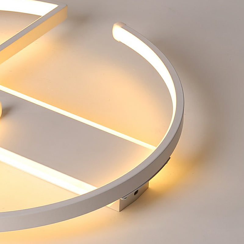Nouveauté Nordic Circle LED Plafonnier Métallique Chambre Plafonnier Luminaire en Blanc