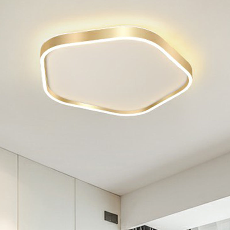 Gold Pentagon Flush Mount Led Light Simple Style Acrylic Ceiling Lighting for Bedroom