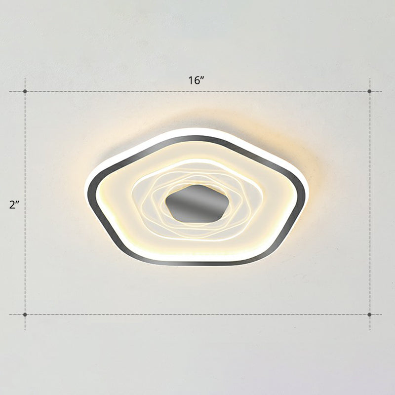 Plafonnier LED pentagonal minimalisme luminaire encastré en métal pour chambre à coucher