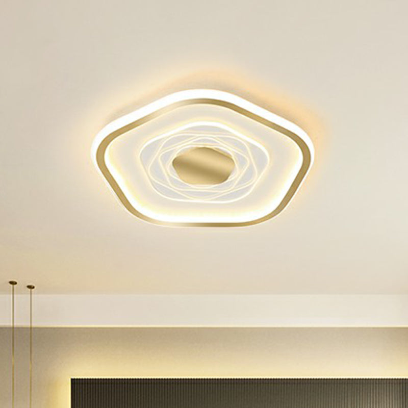 Plafonnier LED pentagonal minimalisme luminaire encastré en métal pour chambre à coucher