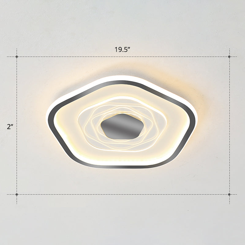 Plafonnier LED pentagonal minimalisme luminaire encastré en métal pour chambre à coucher