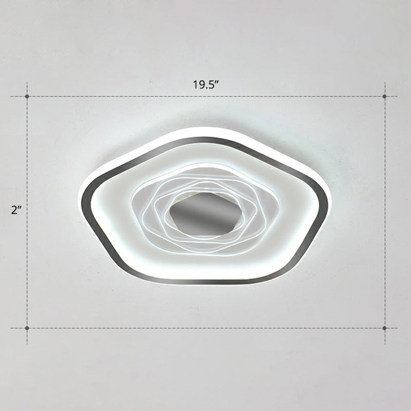 Plafonnier LED pentagonal minimalisme luminaire encastré en métal pour chambre à coucher