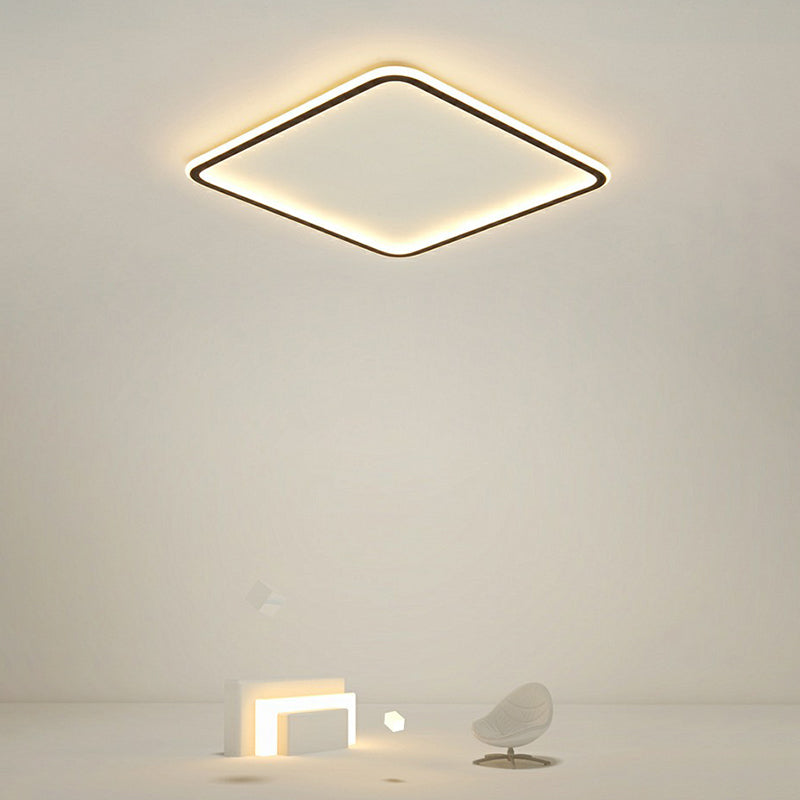 Ultrathin Square LED Flush Light Fixture Minimalist Acrylic Bedroom Ceiling Lamp in Black