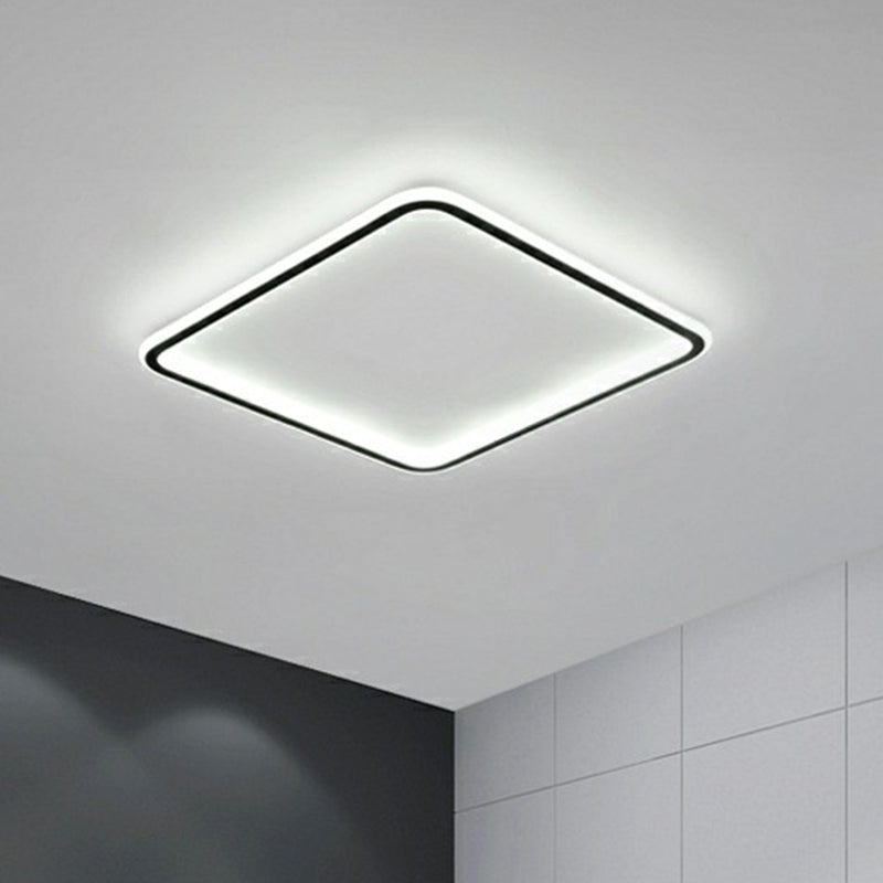 Ultrathin Square LED Flush Light Fixture Minimalist Acrylic Bedroom Ceiling Lamp in Black