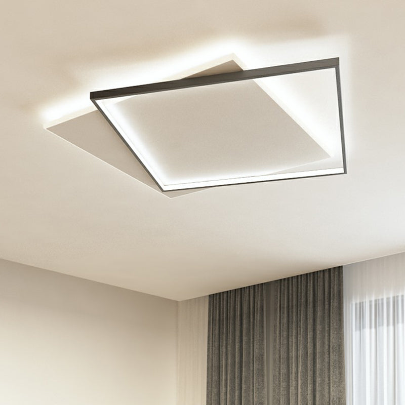 Lámpara empotrada cuadrada simple para techo, lámpara empotrada LED metálica para sala de estar en negro