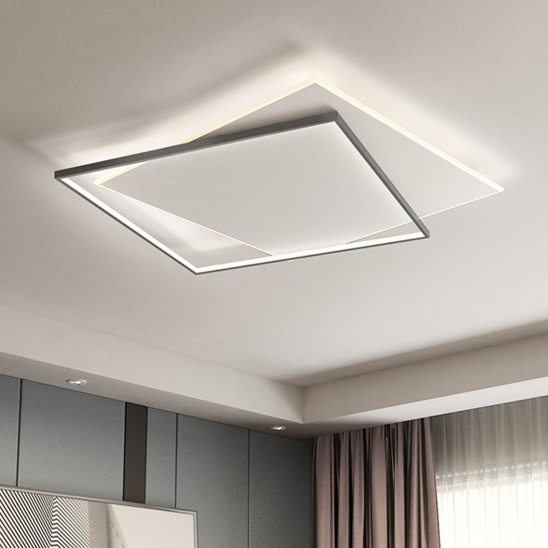 Lámpara empotrada cuadrada simple para techo, lámpara empotrada LED metálica para sala de estar en negro