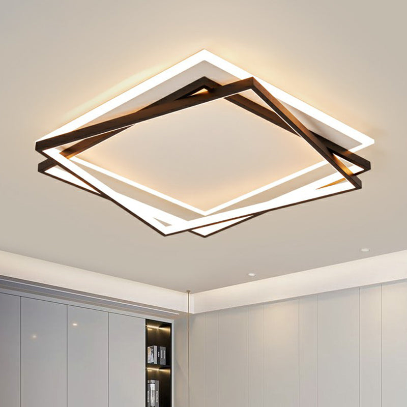 Carré empilé LED acrylique Flush Mount Light Minimalism Black Ceiling Fixture for Bedroom