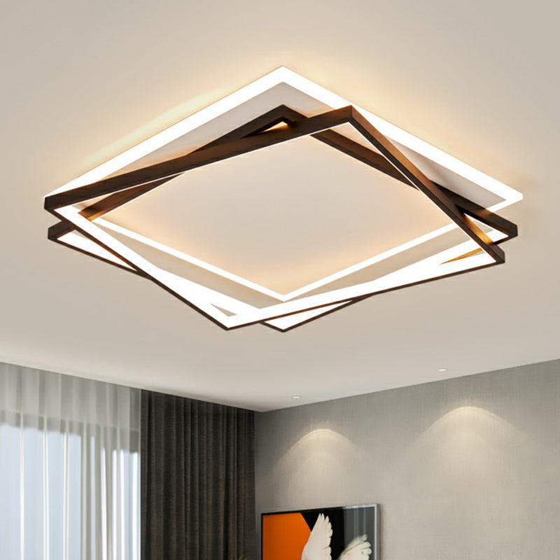 Stacked Square Acrylic LED Flush Mount Light Minimalism Black Ceiling Fixture for Bedroom