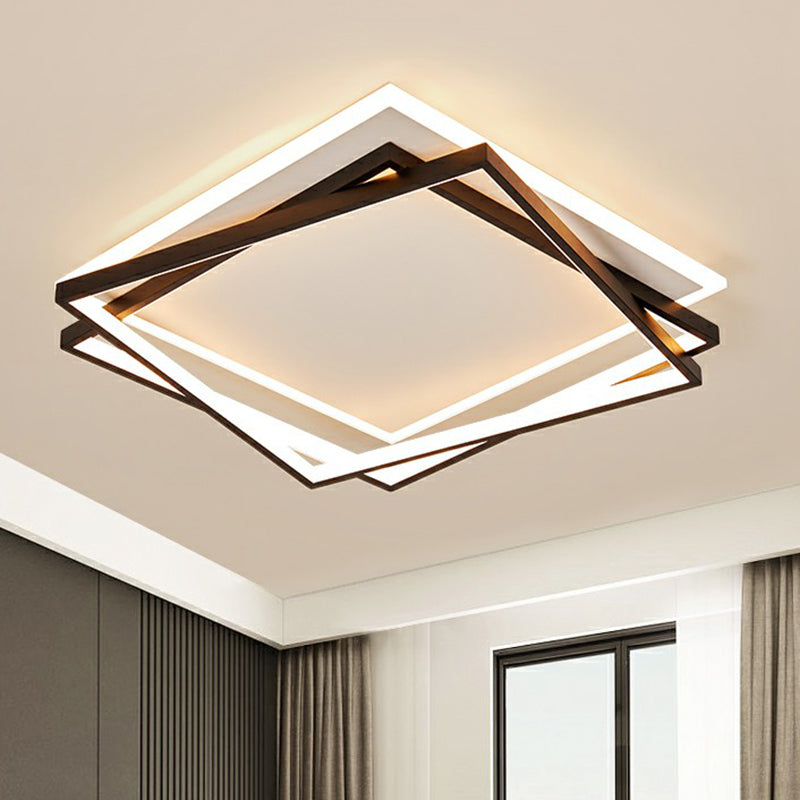 Carré empilé LED acrylique Flush Mount Light Minimalism Black Ceiling Fixture for Bedroom