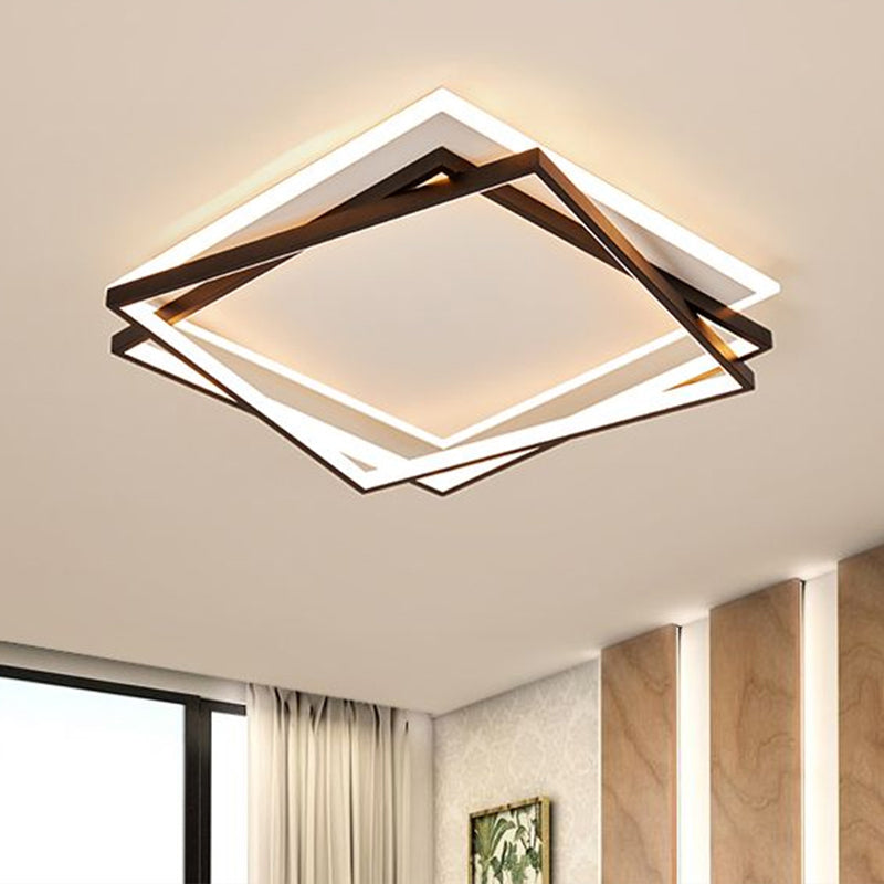Carré empilé LED acrylique Flush Mount Light Minimalism Black Ceiling Fixture for Bedroom
