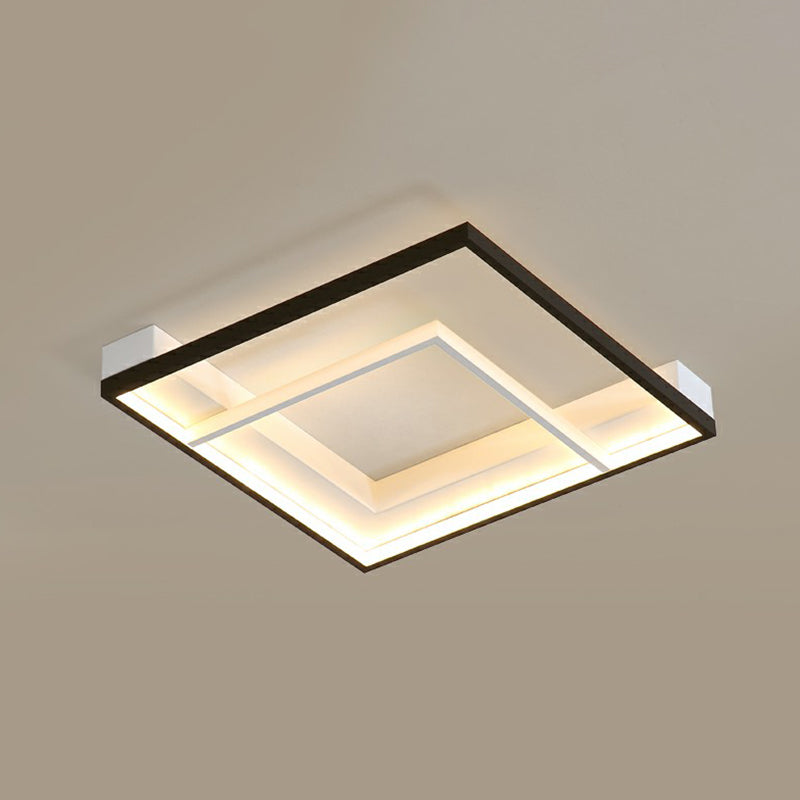 Plafonnier LED carré en aluminium, luminaire encastré Simple, noir et blanc, pour chambre à coucher