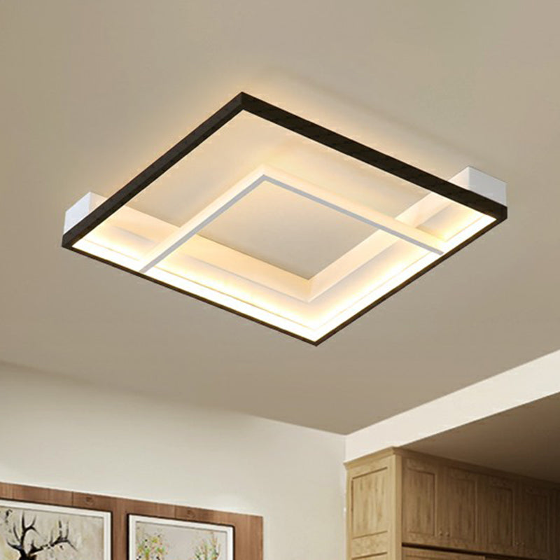 Plafonnier LED carré en aluminium, luminaire encastré Simple, noir et blanc, pour chambre à coucher
