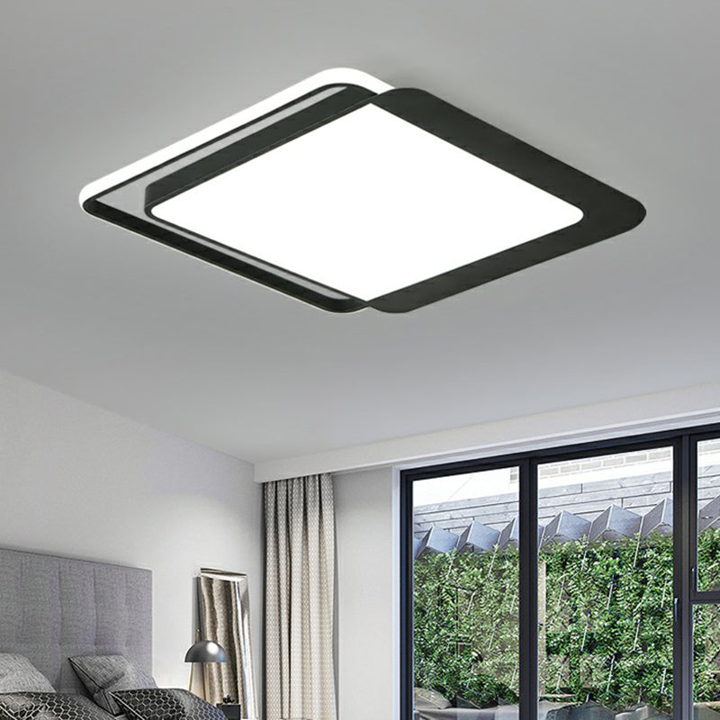 Minimalist Flush Mount Plafond Armatuur Zwart Vierkante Led Flush licht met acryl schaduw