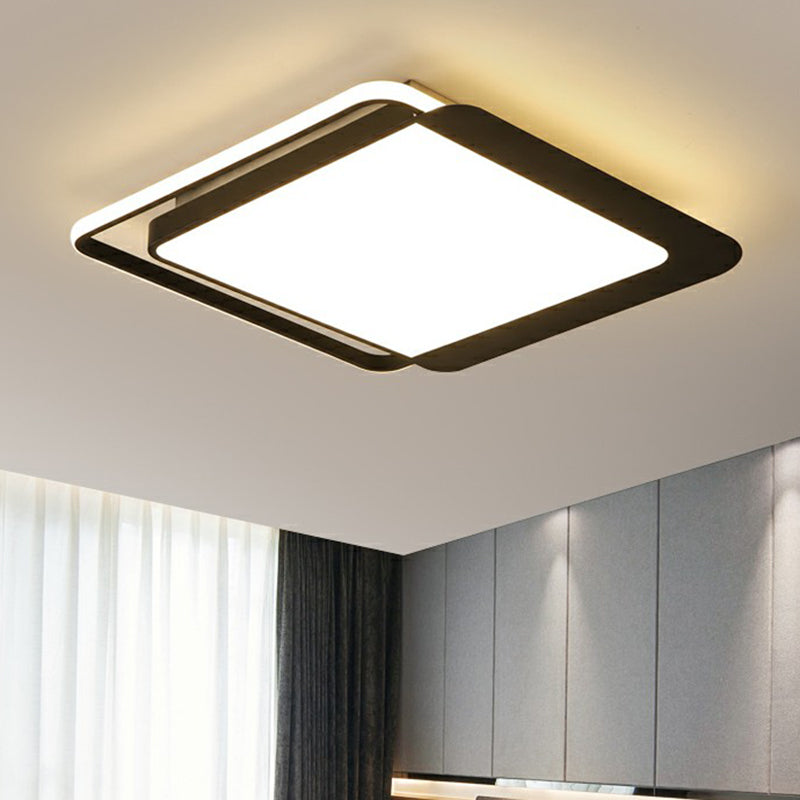 Minimalist Flush Mount Plafond Armatuur Zwart Vierkante Led Flush licht met acryl schaduw