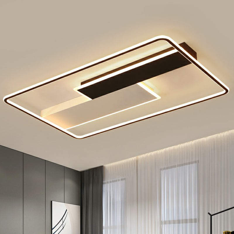 Rectangle Metal Flushmount Lighting Minimalistic Black-White Surface Mounted Led Ceiling Light