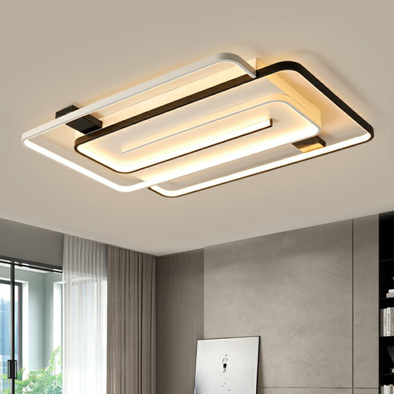 Acrylic Rectangle LED Flushmount Light Simplicity Black and White Ceiling Mount Light Fixture