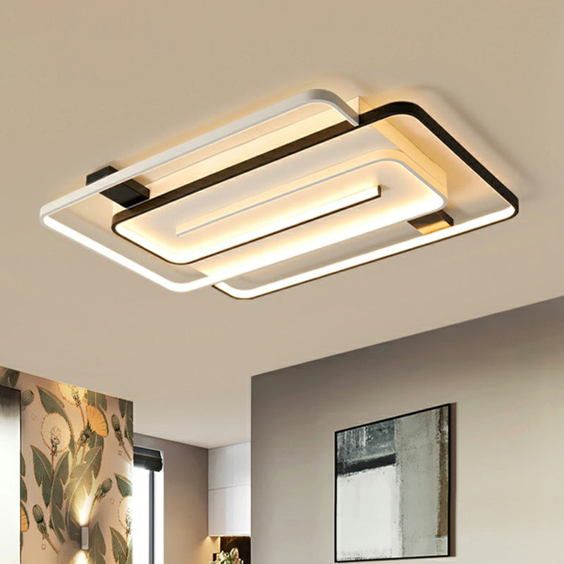 Acryl rechthoekige LED-inbouwlamp Eenvoud Zwart-wit plafondmontagelamp