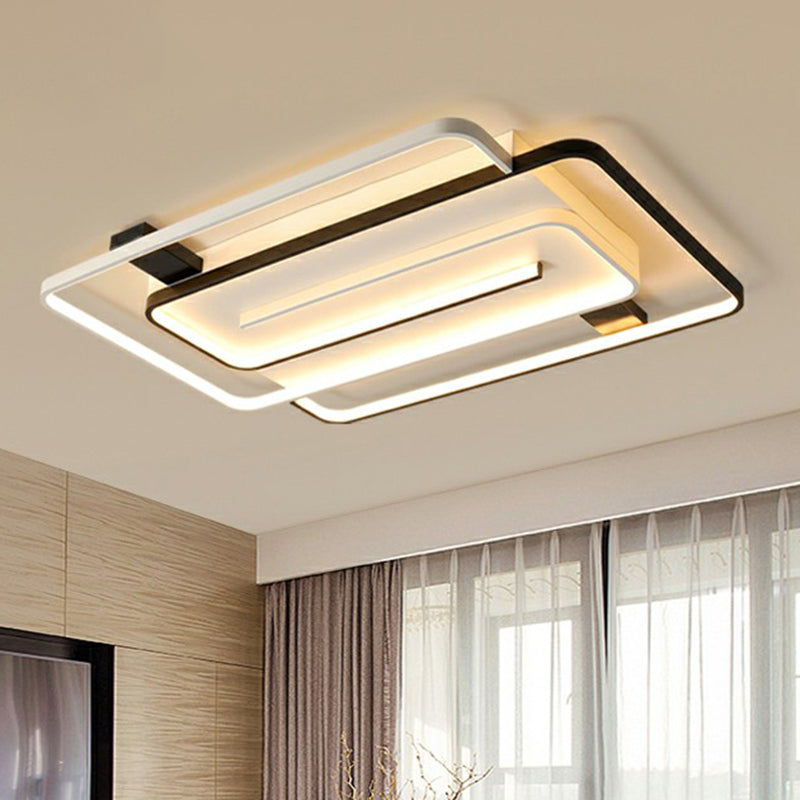 Acryl rechthoekige LED-inbouwlamp Eenvoud Zwart-wit plafondmontagelamp