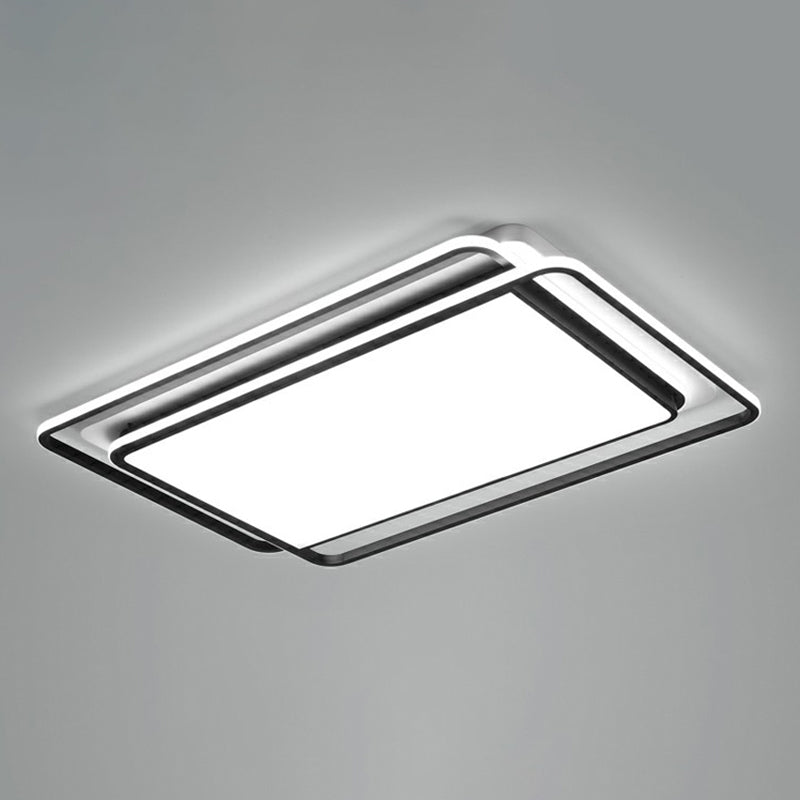Black-White Rectangle LED Ceiling Light Contemporary Acrylic Flush Mount Light Fixture fro Living Room