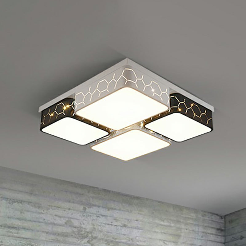 Black and White Checkered LED Flush Light Nordic Acryl-ausgehöhlte Deckenleuchte